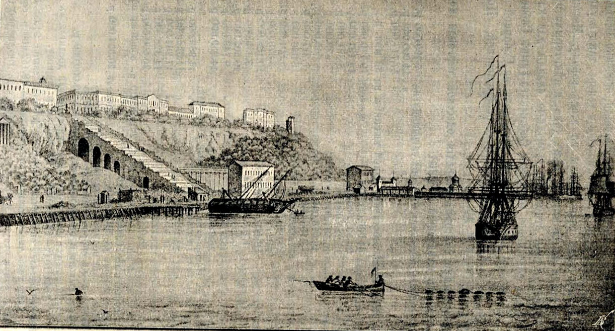 Одесса, Приморський бульвар, 8 / катерининська площа, 1; Воронцовський провулок, 2Д. Одесса — Панорамы. Одесса — Архитектура в изобразительном искусстве