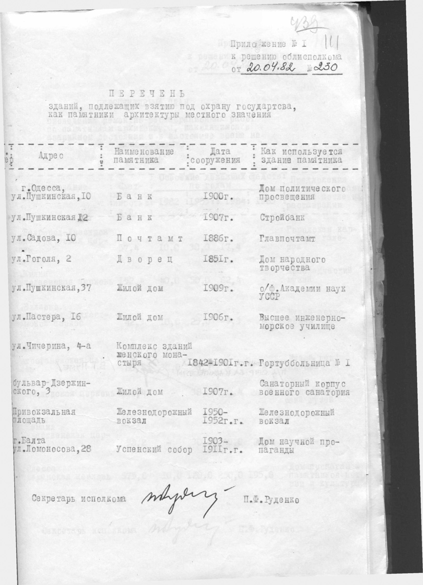 Odesa — Материалы по охране культурного наследия (Одесса и Одесская область)