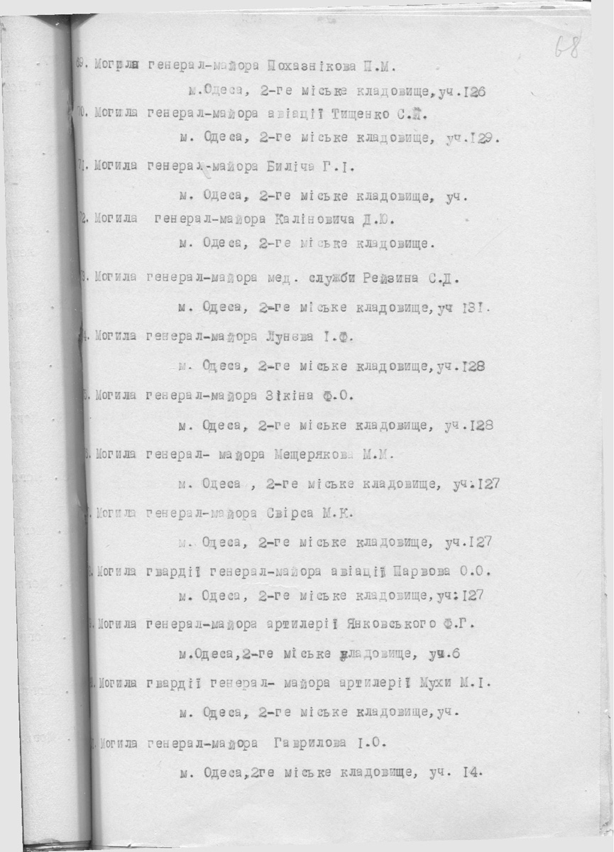 Одесса — Материалы по охране культурного наследия (Одесса и Одесская область)