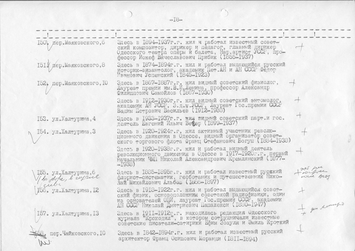 Одесса — Материалы по охране культурного наследия (Одесса и Одесская область)