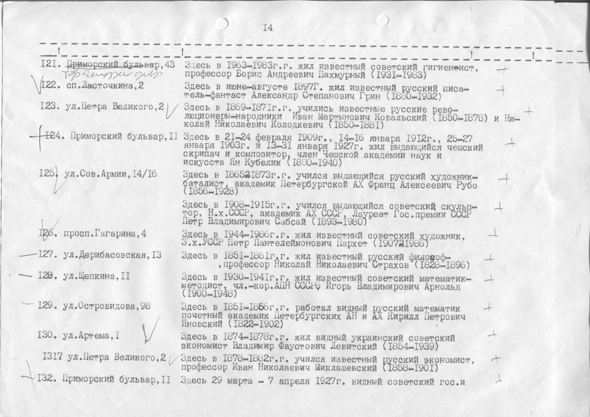 Одесса — Материалы по охране культурного наследия (Одесса и Одесская область)