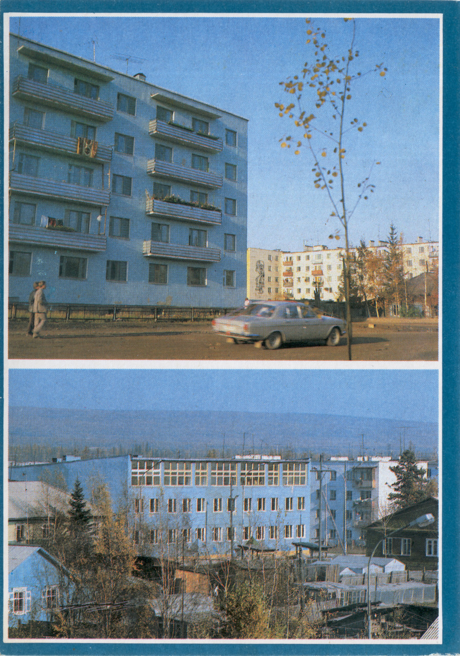 Ленск, Первомайская улица, 9; Первомайская улица, 11; Улица Победы, 1. Монументальное искусство (мозаики, росписи, барельефы, сграфито)