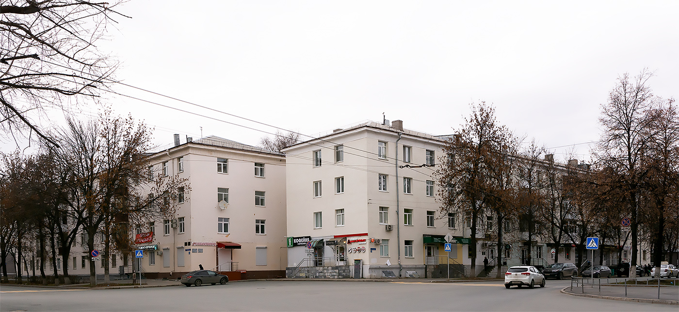 Уфа, Улица Матвея Пинского, 6 / Белокатайская улица, 13; Улица Космонавтов, 3