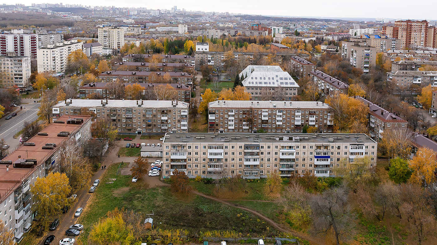 Уфа, Улица Серго Орджоникидзе, 24 / Улица Сергея Вострецова, 13; Улица Серго Орджоникидзе, 22; Улица Серго Орджоникидзе, 15; Улица Серго Орджоникидзе, 13; Улица Серго Орджоникидзе, 13/1; Черниковская улица, 46А; Черниковская улица, 46; Черниковская улица, 48; Черниковская улица, 50/1; Черниковская улица, 50
