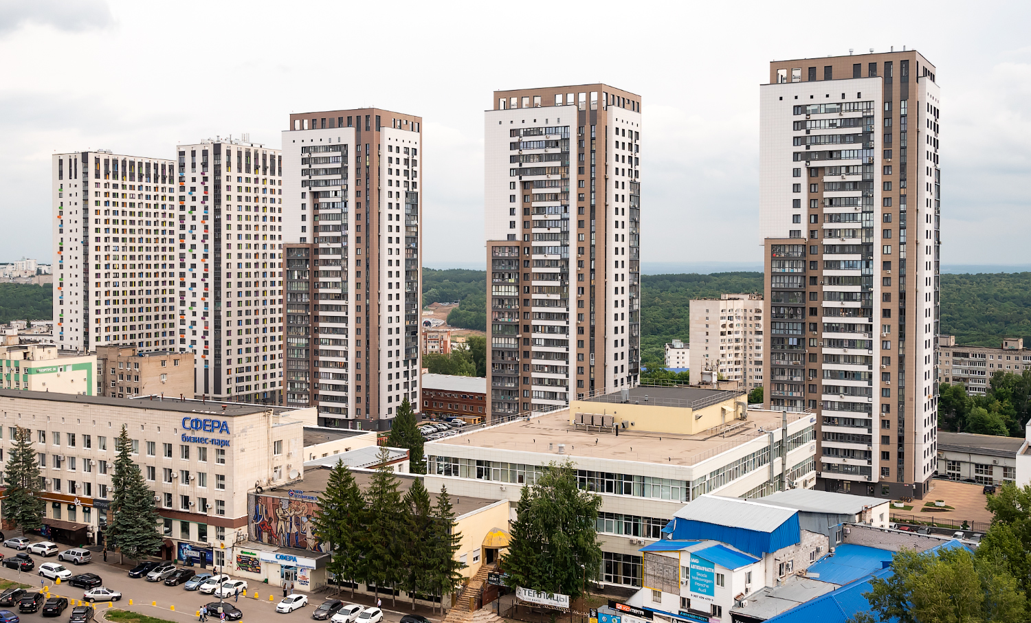 Уфа, Заводская улица, 15/3 (п. 2); Заводская улица, 15/3 (п. 1); Бульвар Хадии Давлетшиной, 9 (п. 1); Бульвар Хадии Давлетшиной, 9 (п. 2); Бульвар Хадии Давлетшиной, 9 (п. 3); Комсомольская улица, 2