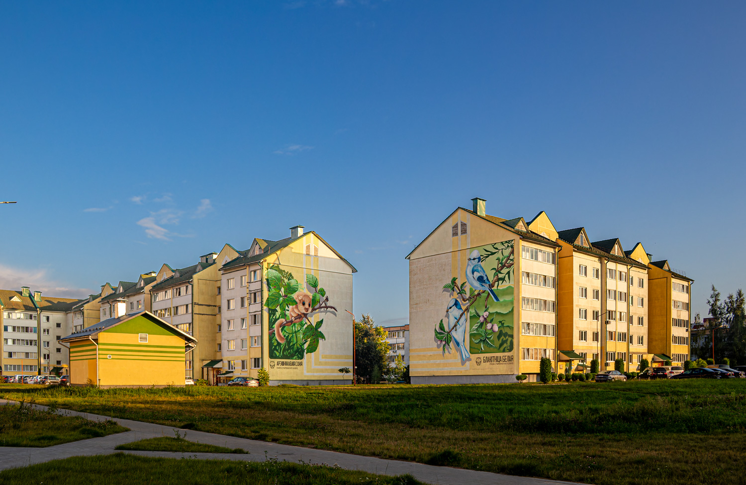 Фаниполь, Зелёная улица, 7 корп. 1; Зелёная улица, 7. Монументальное искусство (мозаики, росписи, барельефы, сграфито)
